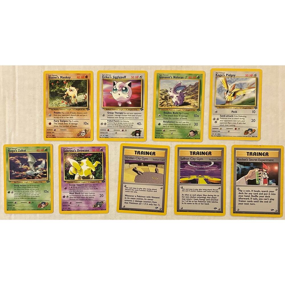 Lot of 7 Gym Heroes Pokemon 5 Common & 2 Rares
